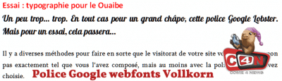 Essai : typographie pour le Ouaibe