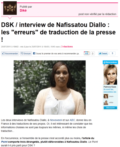 DSK : Nafissatou Diallo lost in translation