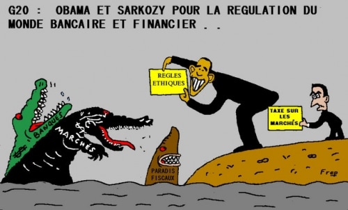 G20 : OBAMA ET SARKOZY POUR LA REGULATION FINANCIERE . .