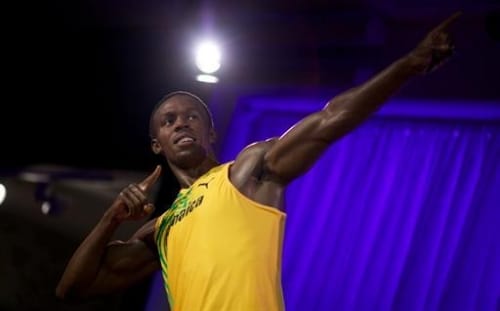Usain Bolt et le témoin de la victoire